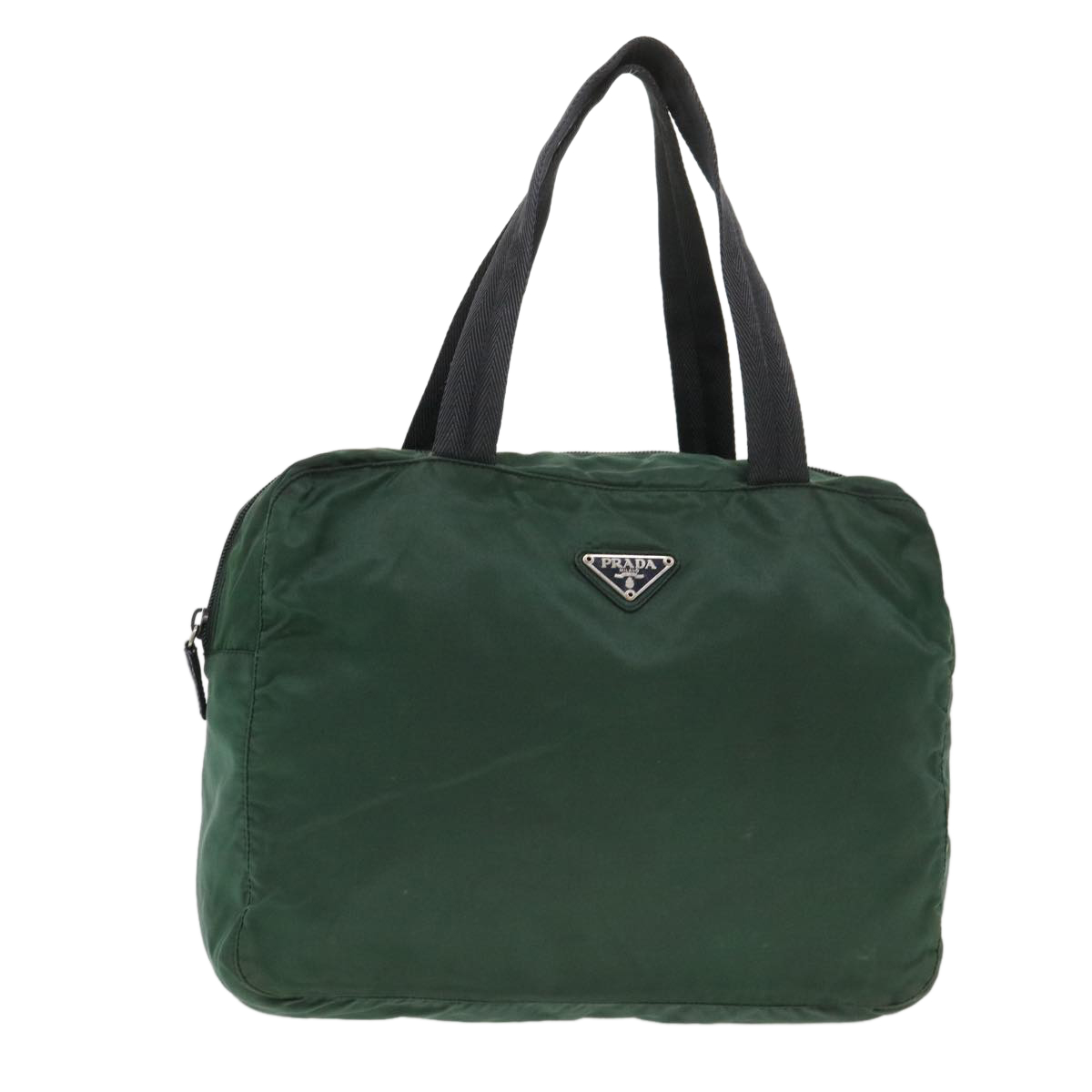 Prada Hand Bag Nylon Khaki Auth 39690